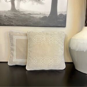 PRATESI velour throw pillows, set of 2 ,grey, authentic 15”x15”. Cotton